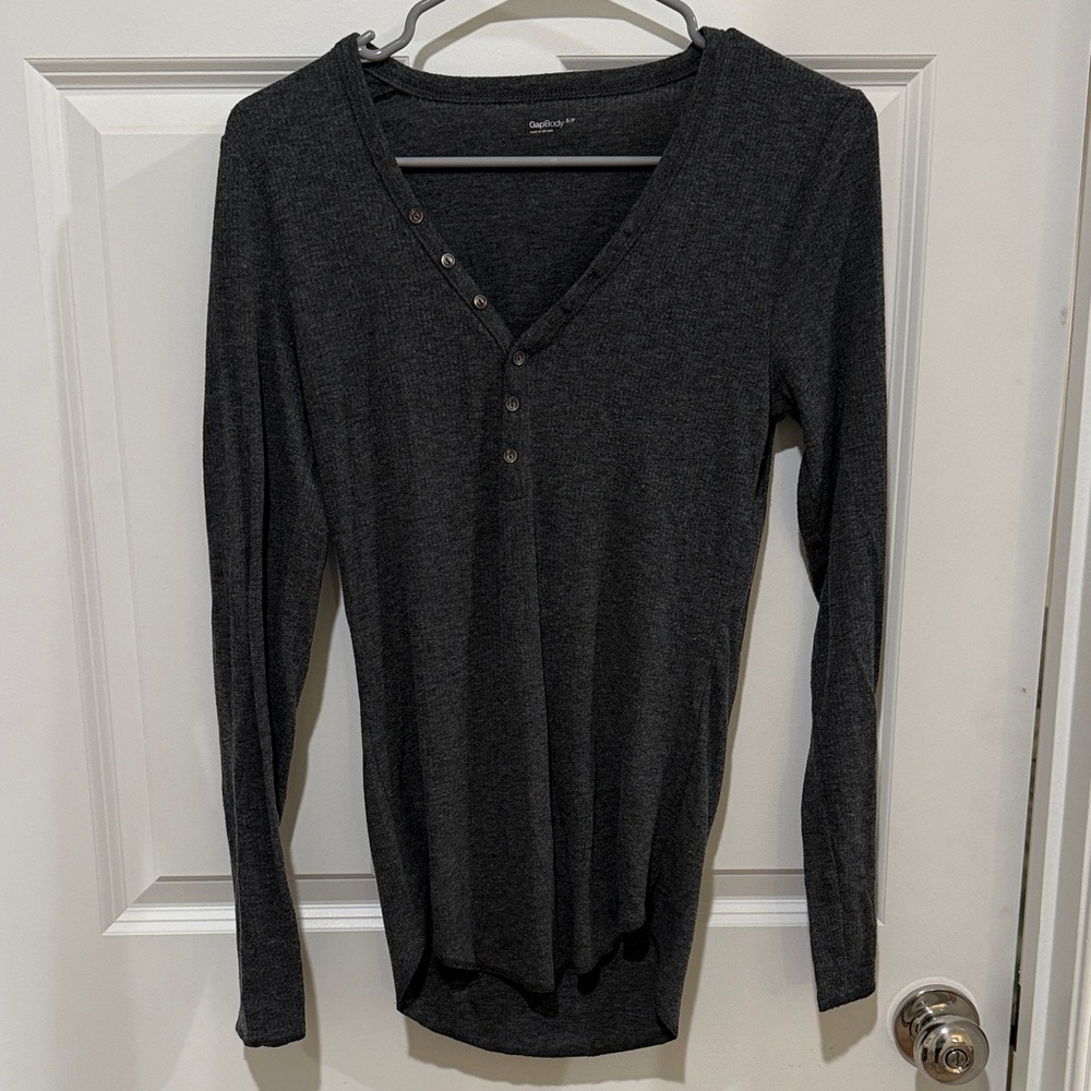 GAP Charcoal Long Sleeve Henley Tee